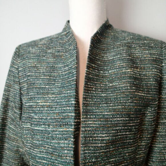 NWOT Kasper Women’s Kiss-Front Jacket Woven Green Size 12 - Picture 2 of 6